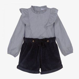 GIRLS BLUE COTTON SHORTS SET